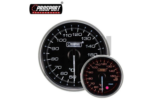 60mm Red / White Oil Temperature Gauge Prosport Supreme  